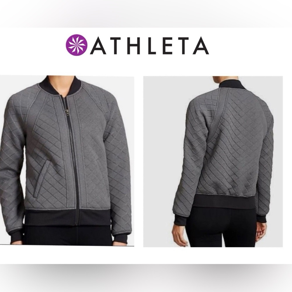 Athleta Infusion Bomber Embossed Quilted Athletic Jacket, Medium